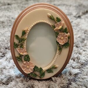 Floral Oval Picture Frame - Cream and Brown Cottagecore Ornate Frame